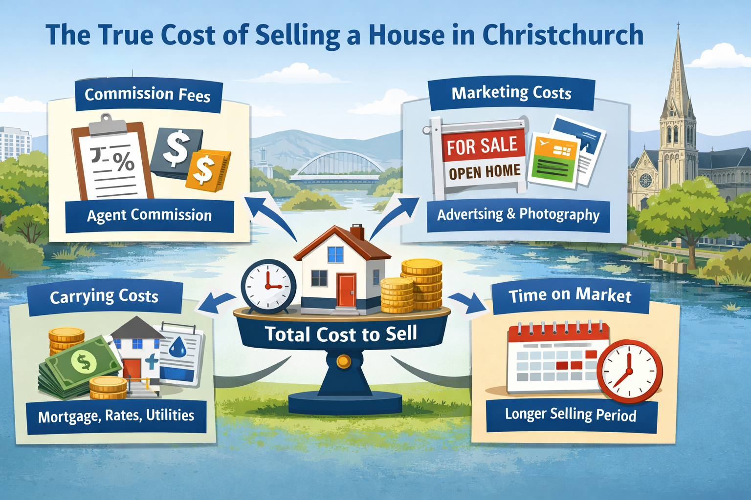 Diagram illustrating real estate commission and selling costs in Christchurch